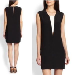 MASON Cutout Silk LBD Shift Dress Black & White Size 6
